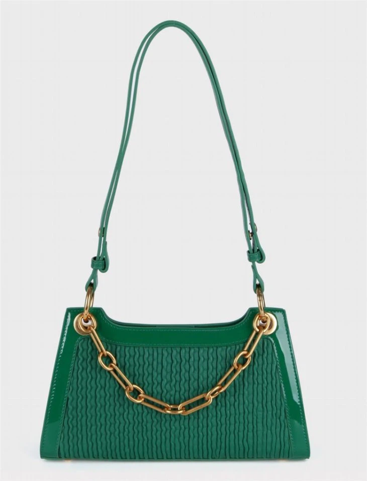 green leather shoulder bag